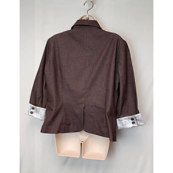Larry Levine Stretch Single Breasted Brown Blazer Size Large - Picture 4 of 8